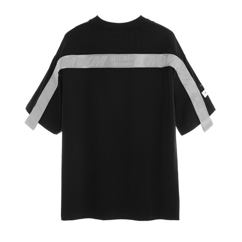 MWM Ανδρική κοντομάνικη μπλούζα Black Metal Tape Detail Regular Fit Tee